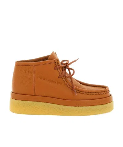 Chloé Lace Up Ankle Boots In Brown