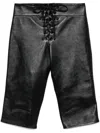 Chloé Lace-up Leather Capri Trousers In Black