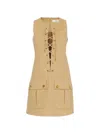 Chloé Satin Cotton Dress With Button And Slit In Brown
