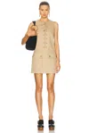 Chloé Satin Cotton Dress With Button And Slit In Argil Brown