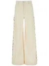 Chloé Lace-up Wide-leg Jeans In Neutrals