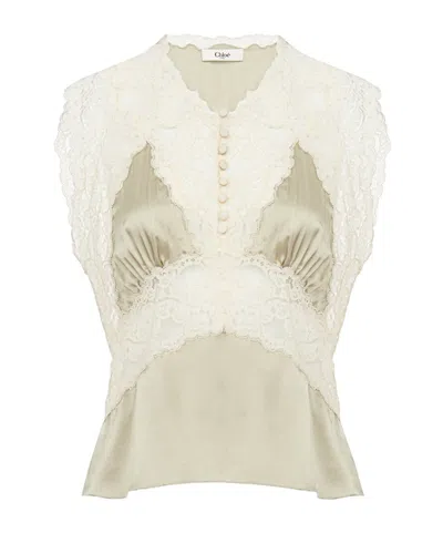 CHLOÉ CHLOÉ LACE DETAILED TOP