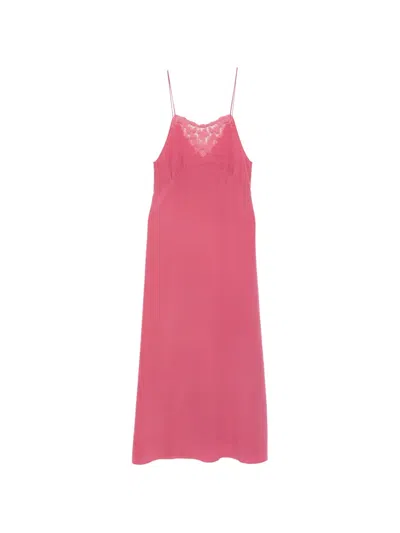 Chloé Lace-detail Midi Dress In Pink