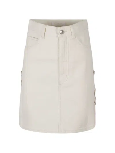 Chloé Lace-detail Mini Skirt In Neutral