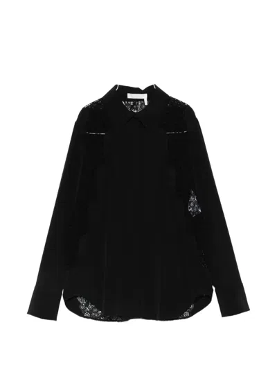 Chloé Lace-panelled Shirt In Black