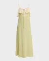 Chloé Chloe Lace-trim Silk-georgette Maxi Dress In Green