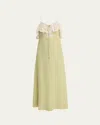 Chloé Chloe Lace-trim Silk-georgette Maxi Dress In Green
