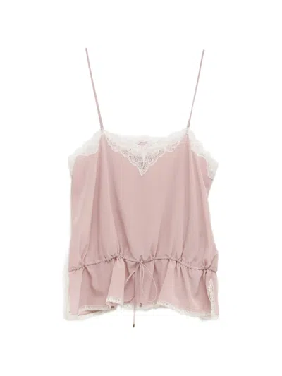 Chloé Lace-trim Drawstring Camisole Top In Pink