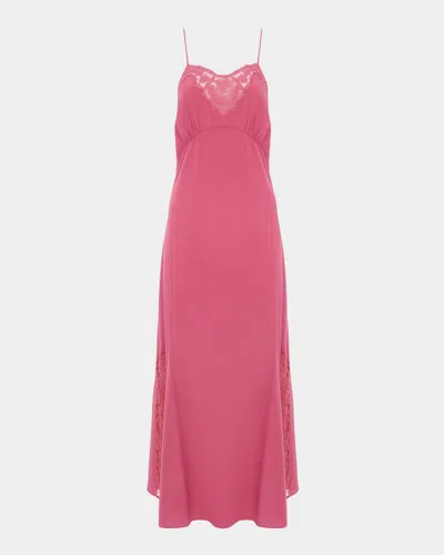 Chloé Lace-trim Empire Silk Midi Slip Dress In Pink