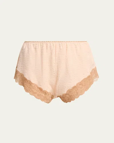 Chloé Lace-trim Floral Silk Jacquard Pull-on Shorts In Pink