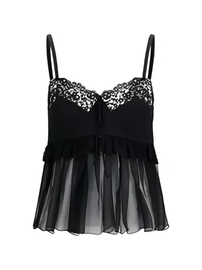 Chloé Lace-trim Silk-crepe Camisole Top In Black
