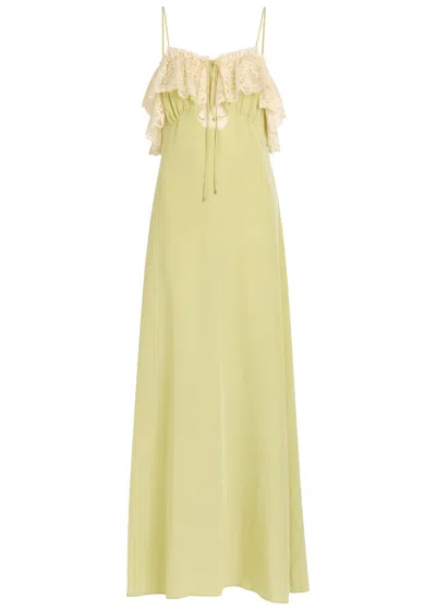 Chloé Chloe Lace-trim Silk-georgette Maxi Dress In Transparent