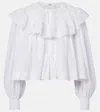 Chloé Milk Cotton Voile And Lace Ruffled Cropped Top In White