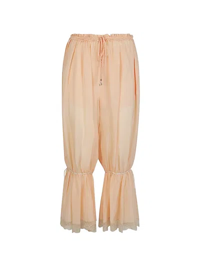 Chloé Lace-trimmed Drawstring Cropped Trousers In White