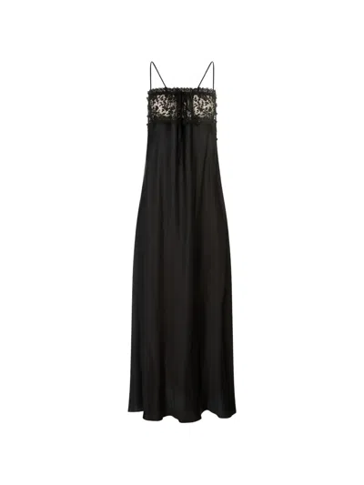 Chloé Lace-trimmed Maxi Slip Dress In Black