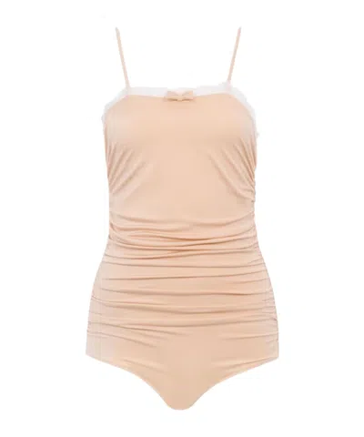 CHLOÉ CHLOÉ RUCHED LACE-TRIM BODYSUIT