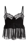 Chloé Lace-trimmed Silk Crepe De Chine Tank Top In Black