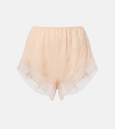 Chloé Lace-trimmed Silk Jacquard Shorts In Pink
