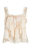 Chloé Lace-trimmed Silk Satin Top In White
