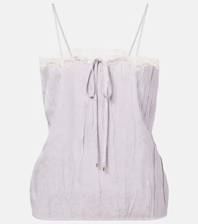 Chloé Lace-trimmed Silk Top In White