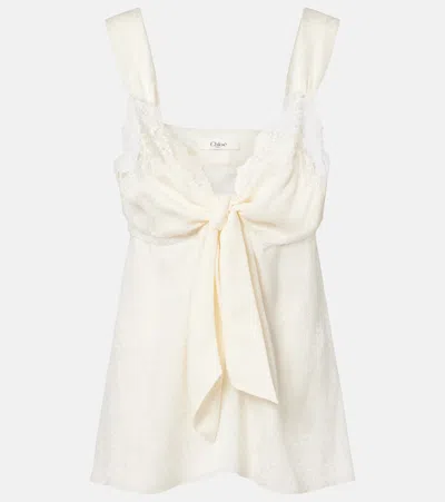 Chloé Lace-trimmed Silk Top In White