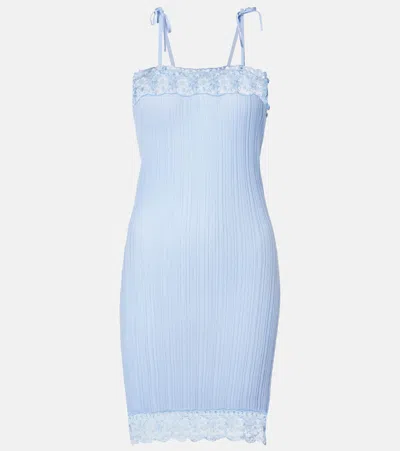 Chloé Lace-trimmed Wool Slip Dress In Blue