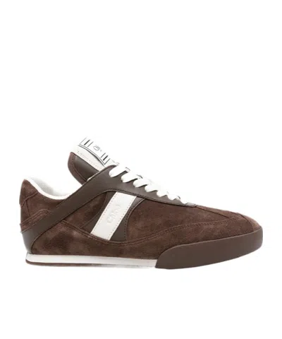 Chloé Kick Lace Up Sneakers Low Top Suede In Brown