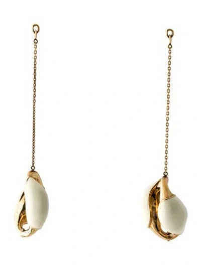 Pre-owned Chloé Lacquer Trudie Chain Drop Earrings In White