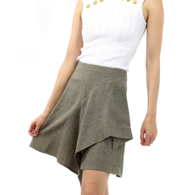 Chloé Chloe Ladies Beige Houndstooth Check Draped Skirt