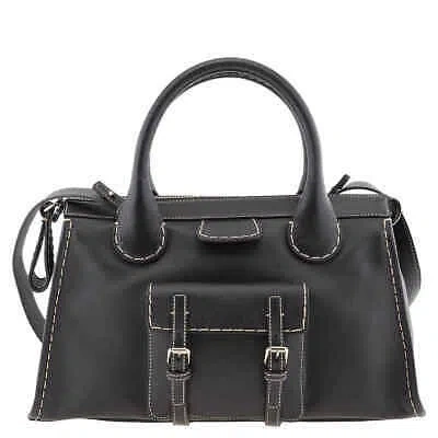 Pre-owned Chloé Chloe Ladies Black Medium Edith Top Handle Bag Chc21ws450f43001