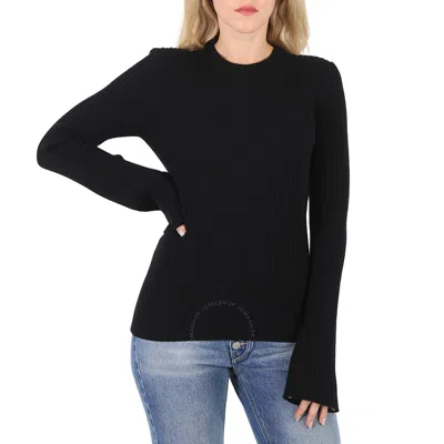Chloé Chloe Ladies Black Wool And Cashmere Flared Sleeve Ribbed Jumper