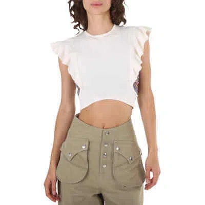 Pre-owned Chloé Chloe Ladies Brilliant White Cropped Knit Top