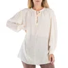 Chloé Cream White Loose Blouse With Drawstring In Beige