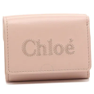 Chloé Chloe Ladies Cement Pink Trifold Leather Wallet