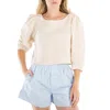 Chloé Chloe Ladies Coconut Milk Vertical Linen Crop Top