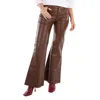 Chloé Chloe Ladies Dark Chesnut Flare Leather Pant