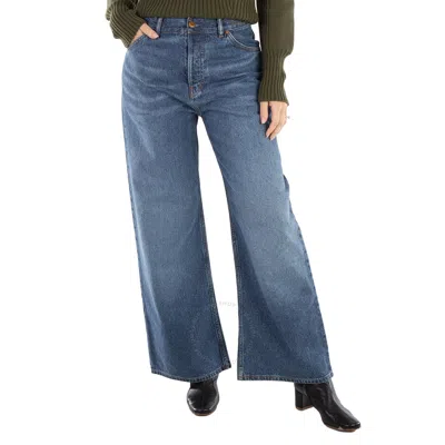 CHLOÉ CHLOE LADIES DUSKY BLUE WIDE-LEG DENIM JEANS