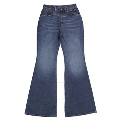 Chloé Chloe Ladies Faded Denim High-rise Flared Jeans In Blue