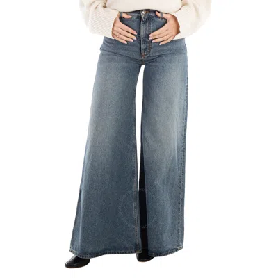 Chloé Chloe Ladies Faded Denim Wide-leg Jeans In Blue