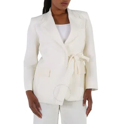 Chloé Chloe Ladies Iconic Milk Double-breasted Belted Blazer Jacket In White