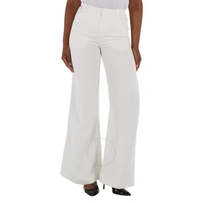 Chloé Chloe Ladies Iconic Milk Flared Ribbed Trousers In White