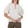 CHLOÉ CHLOE LADIES ICONIC MILK LINEN SILK CANVAS PUFF-SLEEVE BLOUSE