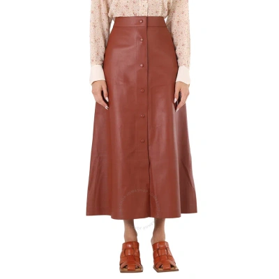 Chloé Chloe Ladies Intense Brown A-line Mid-length Skirt In Burgundy