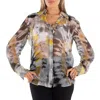 Chloé Printed Crepe De Chine Button Down Top In Grey