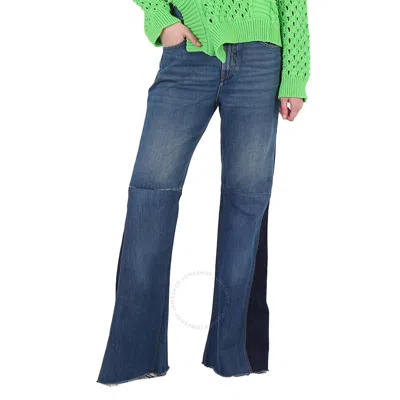 Chloé Chloe Ladies Patchwork Flared High-waisted Jeans In Green