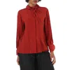 CHLOÉ CHLOE LADIES PEPPERY RED RUFFLE-NECK SILK SHIRT