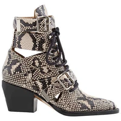 Pre-owned Chloé Chloe Ladies Python Boots In Grey In Gray