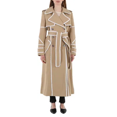 Chloé Chloe Ladies Scallop-trim Belted Trench Coat In Beige