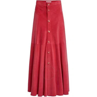 Chloé Suede Midi Skirt In Red