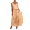 CHLOÉ CHLOE LADIES SMOKED OCHRE LAYERED KNOTTED MAXI DRESS